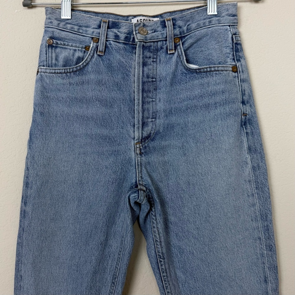 AGOLDE Riley High Rise Straight Crop Distressed Jeans - Picture 2 of 10